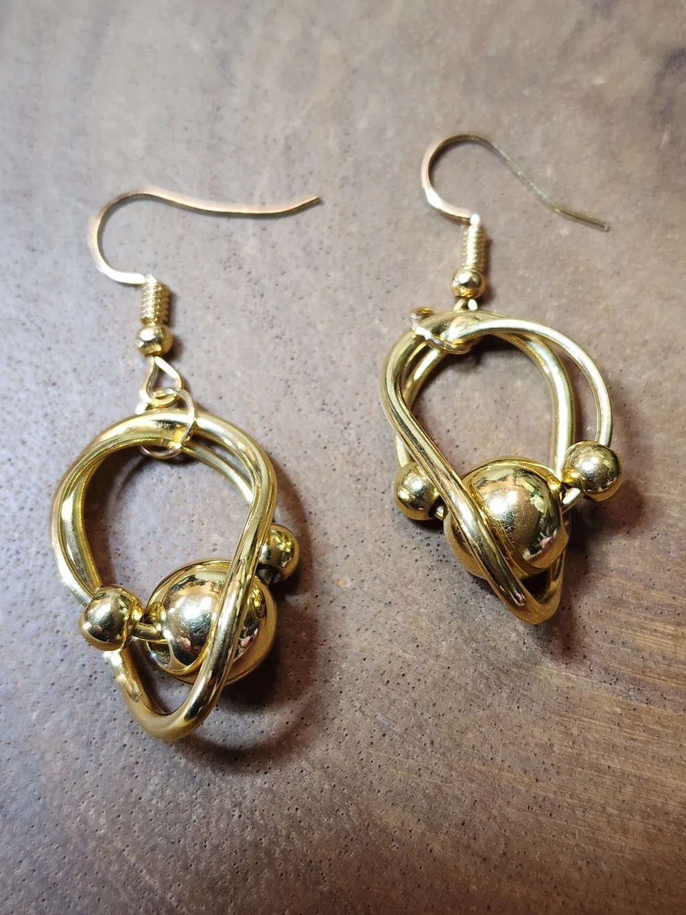Gold Toned Loop Ball Drop Earrings - Women Jewelry